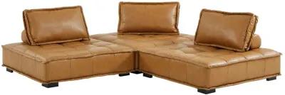 Saunter Tufted Vegan Leather Vegan Leather 3-Piece Sofa Brown