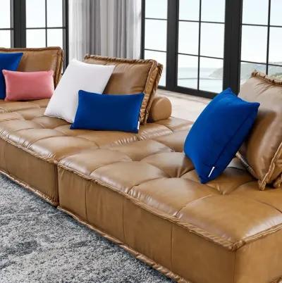 Saunter Tufted Vegan Leather Vegan Leather 3-Piece Sofa Brown