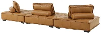 Saunter Tufted Vegan Leather Vegan Leather 3-Piece Sofa Brown