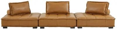 Saunter Tufted Vegan Leather Vegan Leather 3-Piece Sofa Brown