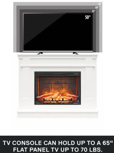 Elmcroft Mantel Fireplace TV Stand for TVs up to 65", White