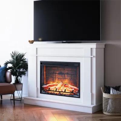 Elmcroft Mantel Fireplace TV Stand for TVs up to 65", White