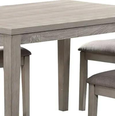 5 Piece Dining Set, Rectangular Table, 4 Chairs, Padded Seating, Light Gray - Benzara