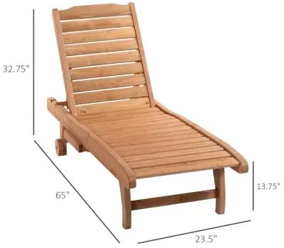 Poolside Lounger: Red Wood Look Chaise with Adjustable Back and Tray