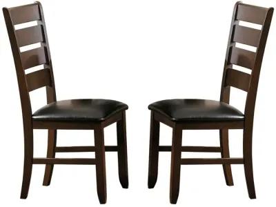 Contemporary Design Dark Oak Finish Wooden Side Chairs Set Of 2 Piece Upholstered Dining Furniture