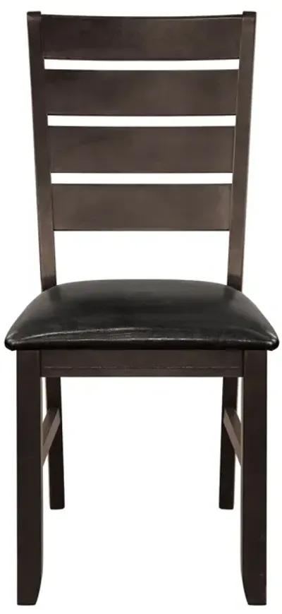 Contemporary Design Dark Oak Finish Wooden Side Chairs Set Of 2 Piece Upholstered Dining Furniture