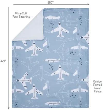 Bedtime Originals Little Aviator Blue/White Airplane Soft Fleece Baby Blanket