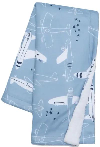 Bedtime Originals Little Aviator Blue/White Airplane Soft Fleece Baby Blanket