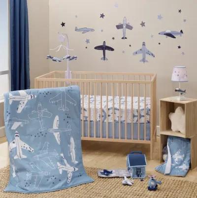 Bedtime Originals Little Aviator Blue/White Airplane Soft Fleece Baby Blanket