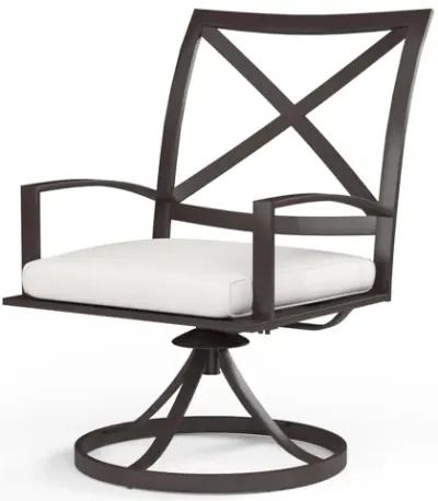 La Jolla Swivel Dining Chair in Canvas Flax w/ Self Welt