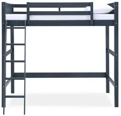 DHP Carlson Full Size Wooden Loft Bed with Ladder and Safety Railings