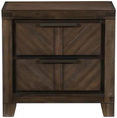 2 Drawer Wooden Nightstand with Antique Handles and Chamfered Feet, Brown - Benzara