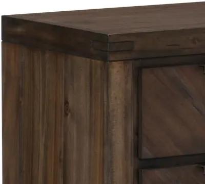 2 Drawer Wooden Nightstand with Antique Handles and Chamfered Feet, Brown - Benzara