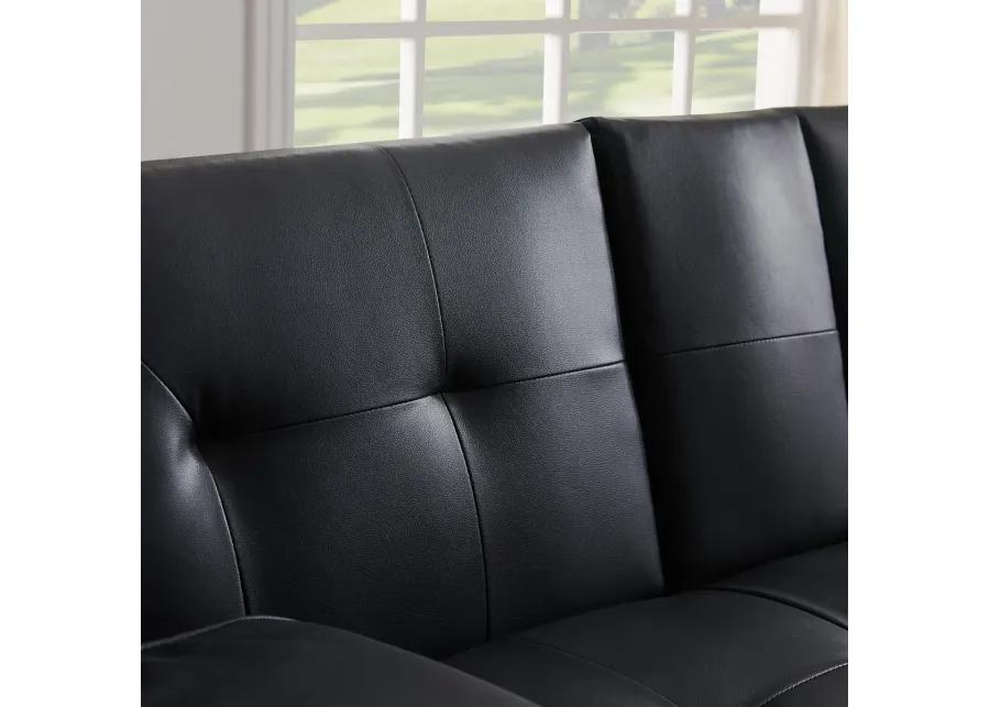 Modern Faux Leather Loveseat Sofa Bed With Cup Holders, Convertible Folding Sleeper Couch