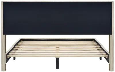 Queen Size Corduroy Platform Bed with Metal Legs