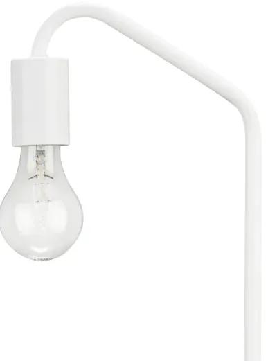 Colin 21 Inch Desk Lamp, White Metal Frame, Round Base, USB Charging Port - Benzara