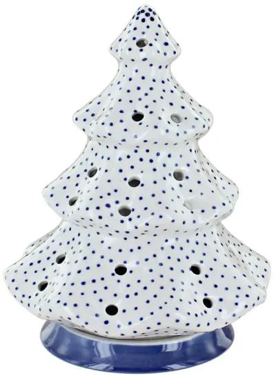 Blue Rose Polish Pottery Festive Fir Tree Luminary