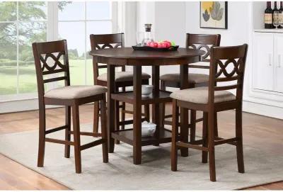 New Classic Furniture Furniture Cori 5-Piece Solid Wood Counter Set in Brown