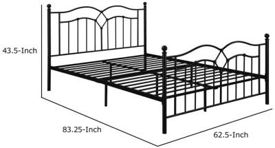 Modern Queen Size Bed, Curved Accent, Black Heavy Gauge Steel Metal Frame - Benzara