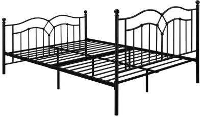 Modern Queen Size Bed, Curved Accent, Black Heavy Gauge Steel Metal Frame - Benzara