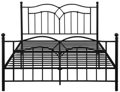 Modern Queen Size Bed, Curved Accent, Black Heavy Gauge Steel Metal Frame - Benzara