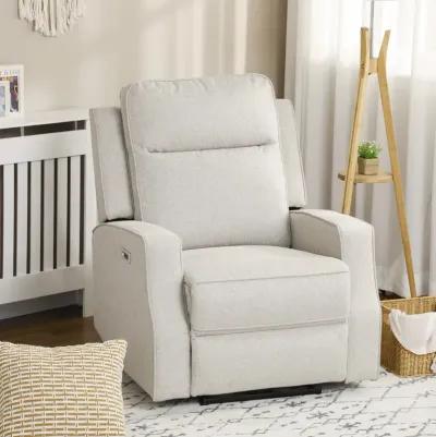 Cream White Lounger: Electric Power Recliner with USB Charging Station