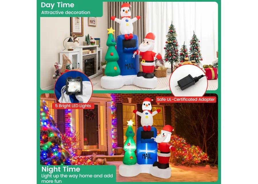 6 Feet Lighted Christmas Inflatable Mailbox Santa Claus Snowman Christmas Tree