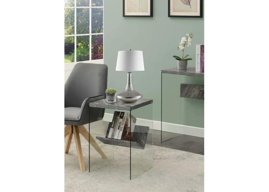 Convenience Concepts SoHo End Table with Shelf, Gray Faux Marble/Glass