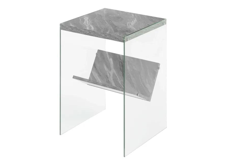 Convenience Concepts SoHo End Table with Shelf, Gray Faux Marble/Glass