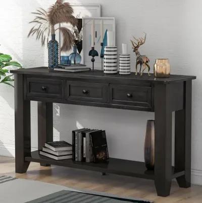 55" Modern Console Table Sofa Table For Living Room With 3 Drawers And 1 Shelf