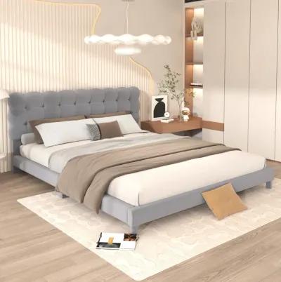 Merax Modern Upholstered Platform Bed with Headboard