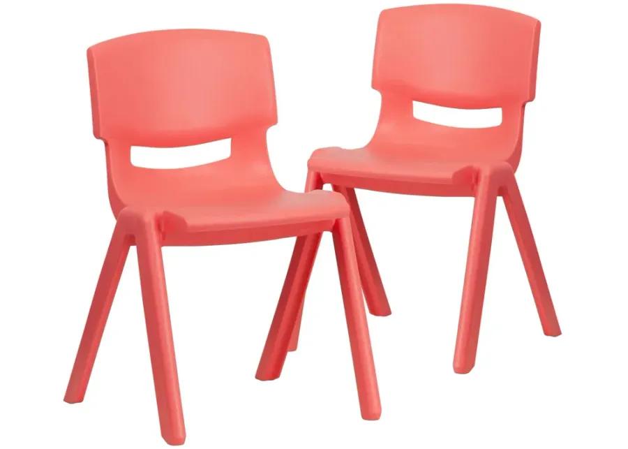 Flash Furniture Whitney 2 Pack Red Plastic Stackable School Chair with 13.25" Seat Height