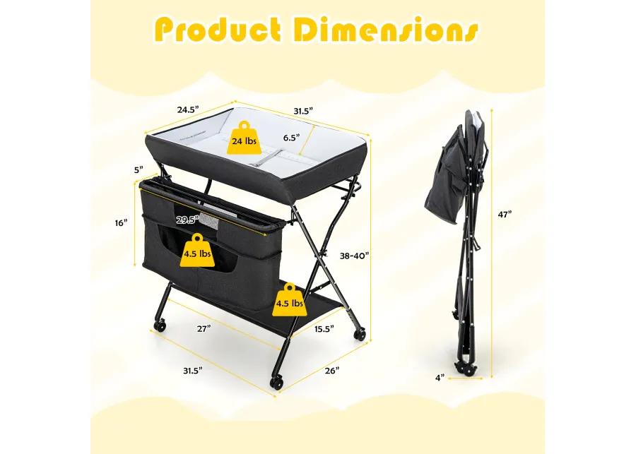 Portable Adjustable Height Newborn Nursery Organizer with Wheel