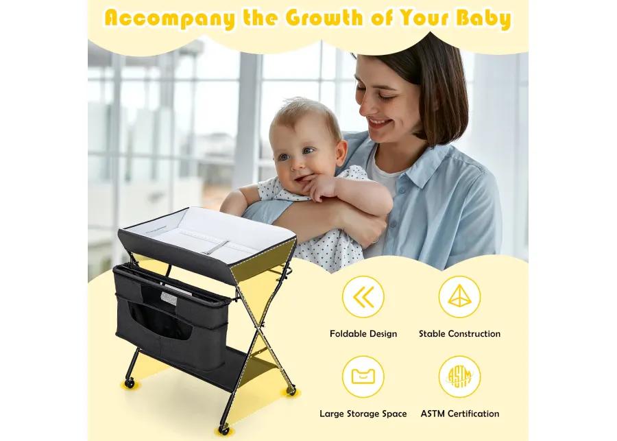 Portable Adjustable Height Newborn Nursery Organizer with Wheel