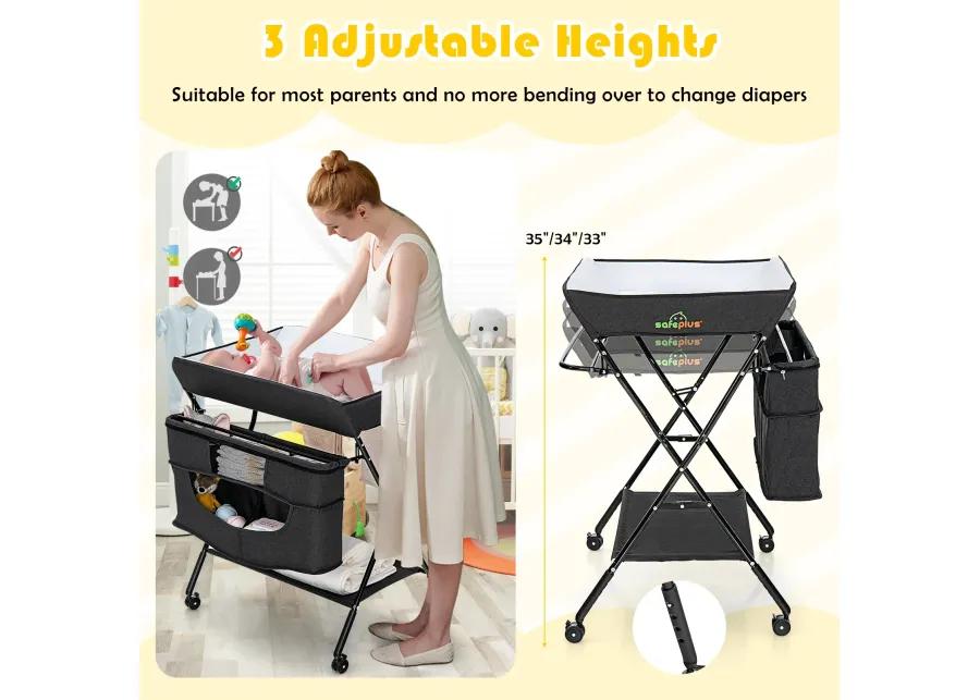 Portable Adjustable Height Newborn Nursery Organizer with Wheel