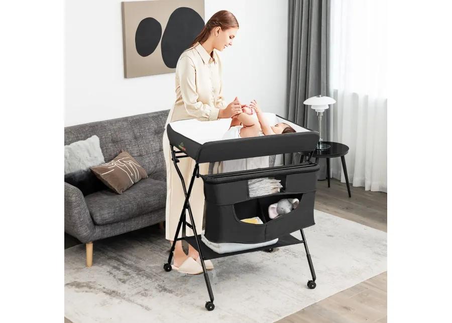 Portable Adjustable Height Newborn Nursery Organizer with Wheel