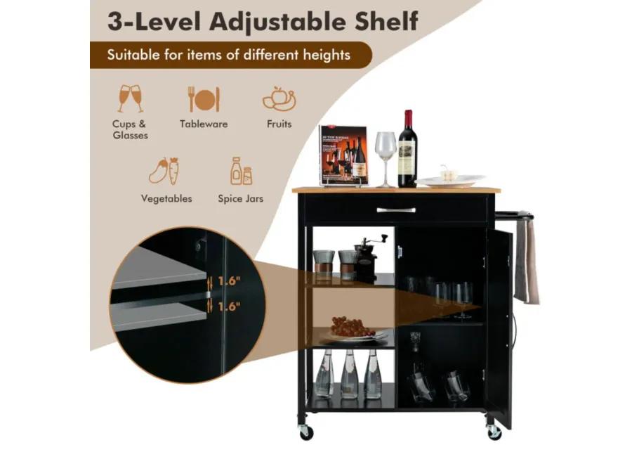 Hivvago Mobile Kitchen Island Cart with Rubber Wood Top