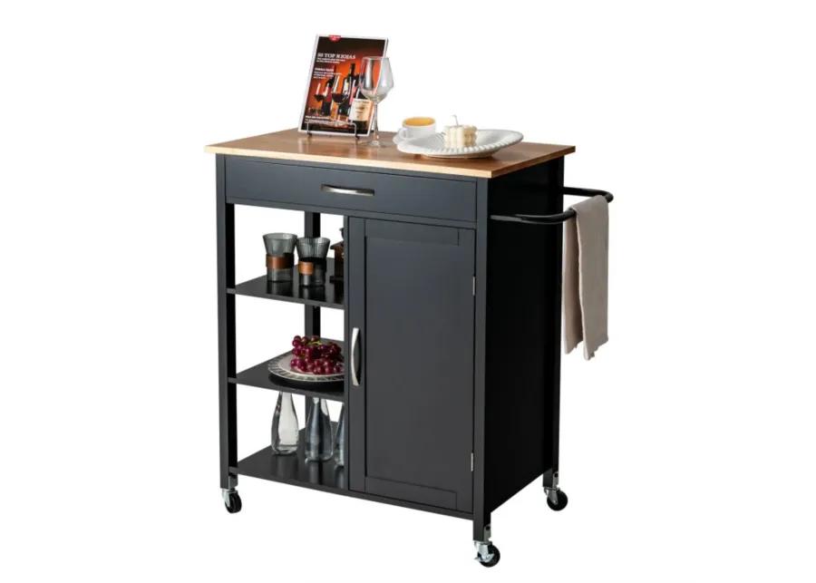 Hivvago Mobile Kitchen Island Cart with Rubber Wood Top