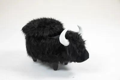 Black Cow Animal Storage Ottoman