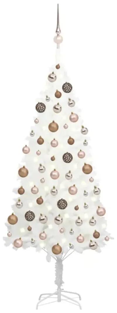 vidaXL Artificial Christmas Tree with LEDs&Ball Set White 47.2"