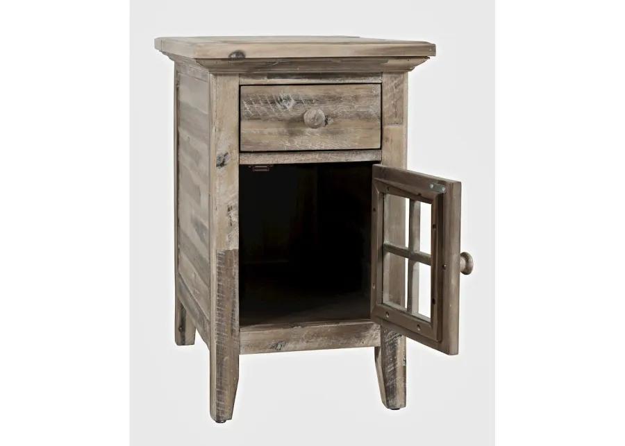 Jofran Inc. Rustic Shores Farmhouse USB Charging End Table with Storage, Grey Wash