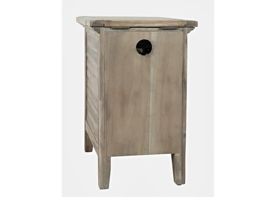 Jofran Inc. Rustic Shores Farmhouse USB Charging End Table with Storage, Grey Wash