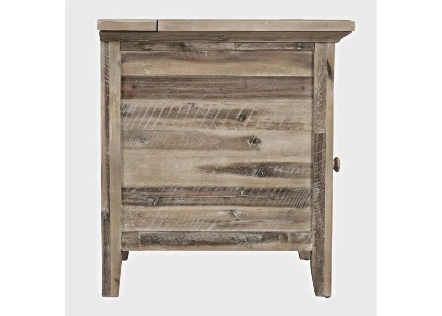 Jofran Inc. Rustic Shores Farmhouse USB Charging End Table with Storage, Grey Wash