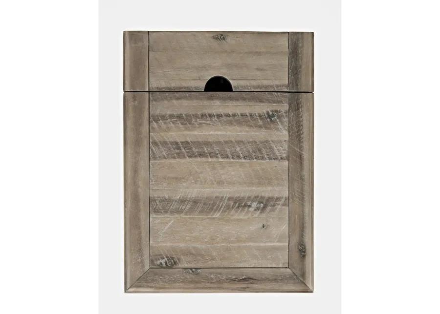 Jofran Inc. Rustic Shores Farmhouse USB Charging End Table with Storage, Grey Wash