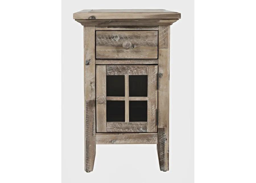 Jofran Inc. Rustic Shores Farmhouse USB Charging End Table with Storage, Grey Wash