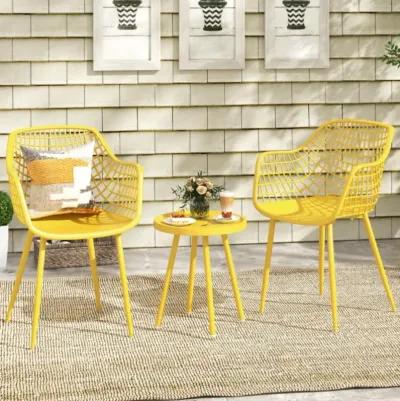 Hivvago 3 Piece Patio Chair Set with PP Seat and Tabletop for Porch