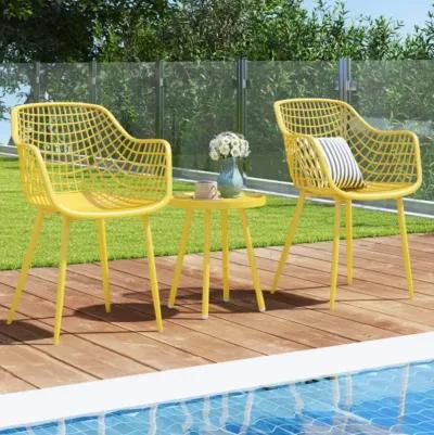 Hivvago 3 Piece Patio Chair Set with PP Seat and Tabletop for Porch