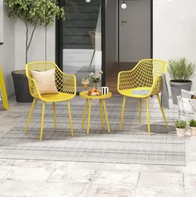 Hivvago 3 Piece Patio Chair Set with PP Seat and Tabletop for Porch