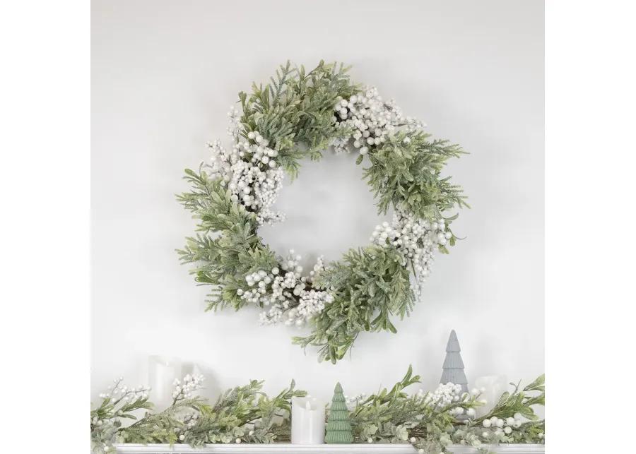 5' x 10" White Berry and Frosted Pine Christmas Garland  Unlit