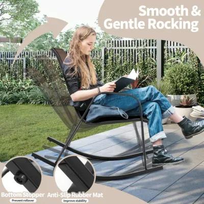 Set of 2 Metal Patio Rocking Chair with Breathable Seat Fabric